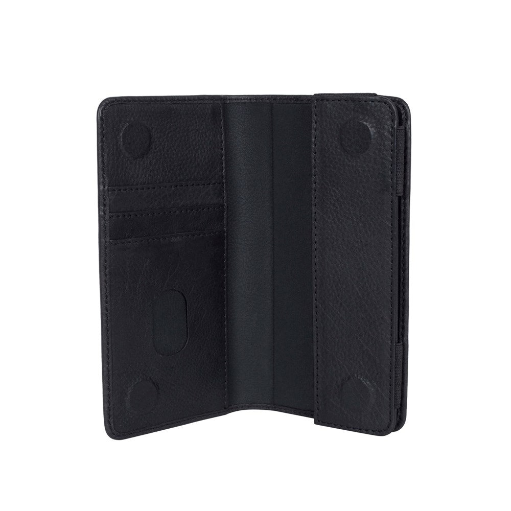 Buffalo Wallet Genuine Leather Universal Case with Wallet (Max. Mobile: 150 x 65mm) - Black