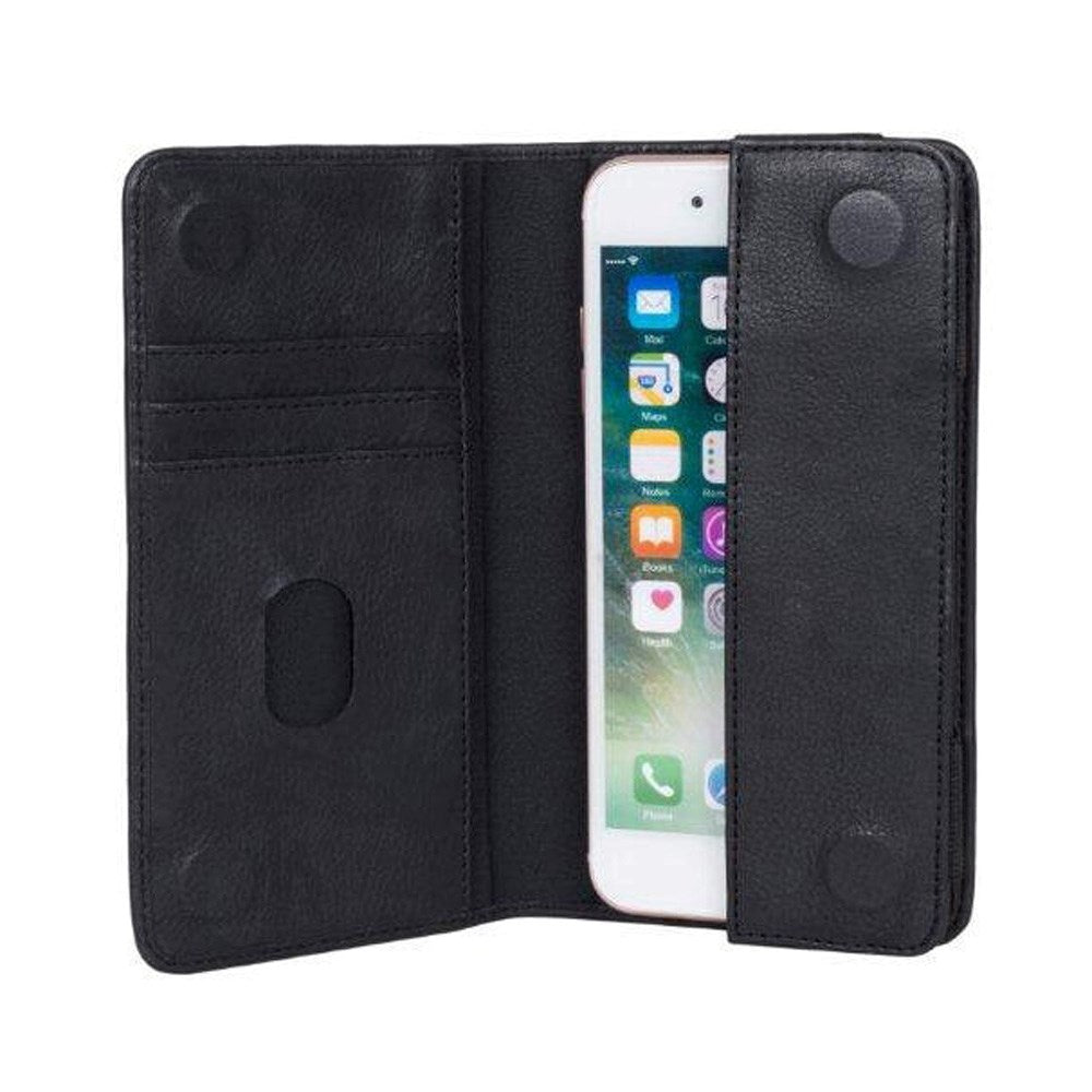 Buffalo Wallet Genuine Leather Universal Case with Wallet (Max. Mobile: 150 x 65mm) - Black