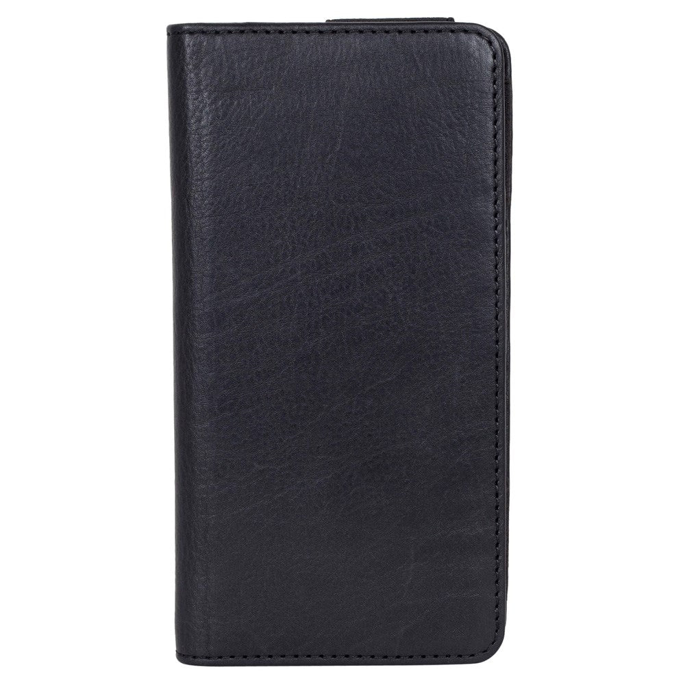 Buffalo Wallet Genuine Leather Universal Case with Wallet (Max. Mobile: 150 x 65mm) - Black