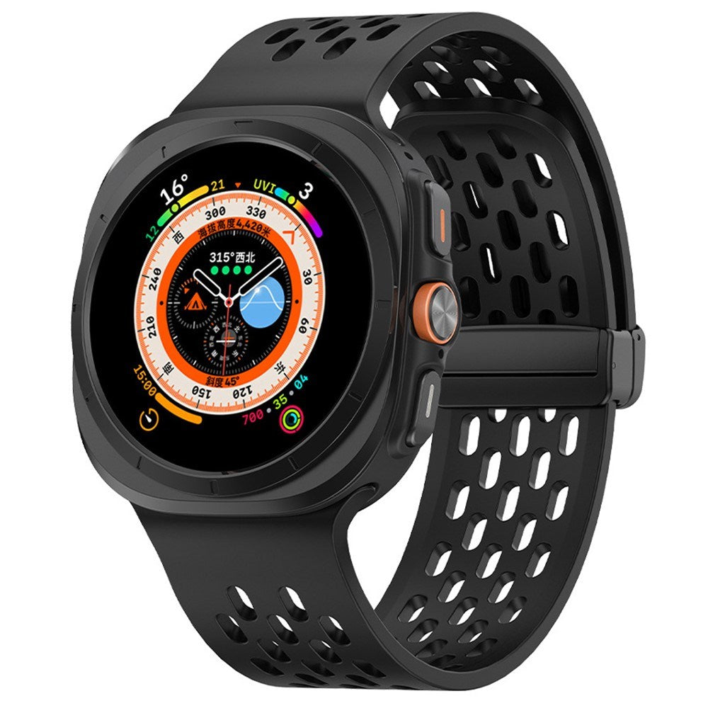 Samsung Galaxy Watch Ultra (47mm) Silicone Band with Holes & Magnetic Buckle - Black