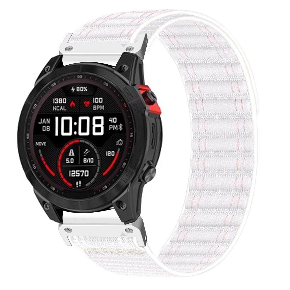 Universal Garmin 22mm QuickFit EIDERWOOD Nylon Loop Watch Strap - White