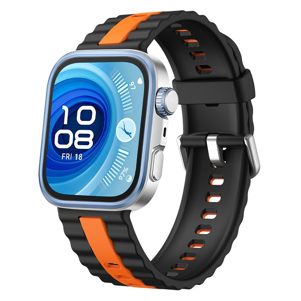 Huawei Watch Fit 5 Pro / 5 / 4 Pro / 4 / 3 EIDERWOOD Two-Tone Silicone Strap - Black / Orange