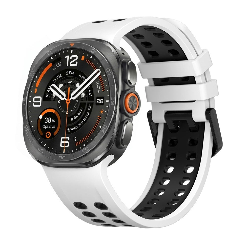 Samsung Galaxy Watch Ultra 2 / Ultra (47mm) Silicone Strap with Ventilation Holes - White / Black