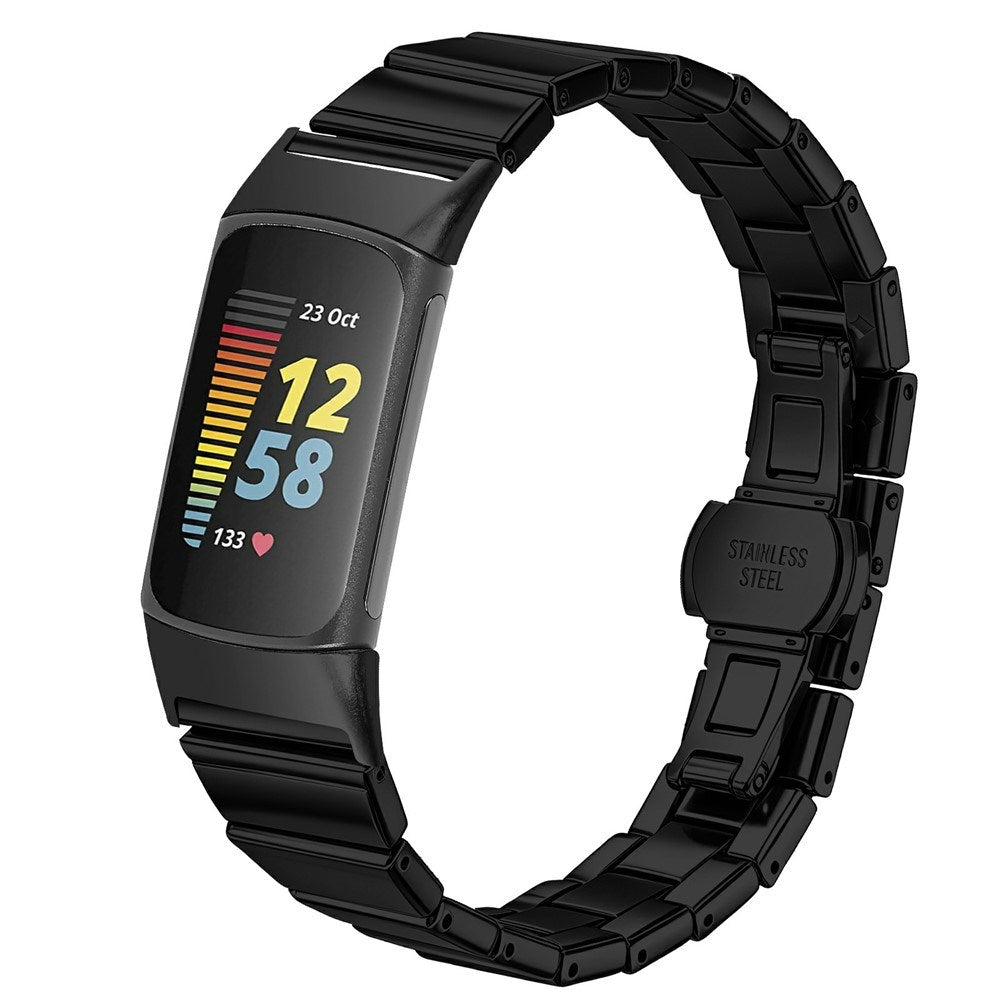 Fitbit Charge 6 / 5 EIDERWOOD Metal Watch Strap - Black