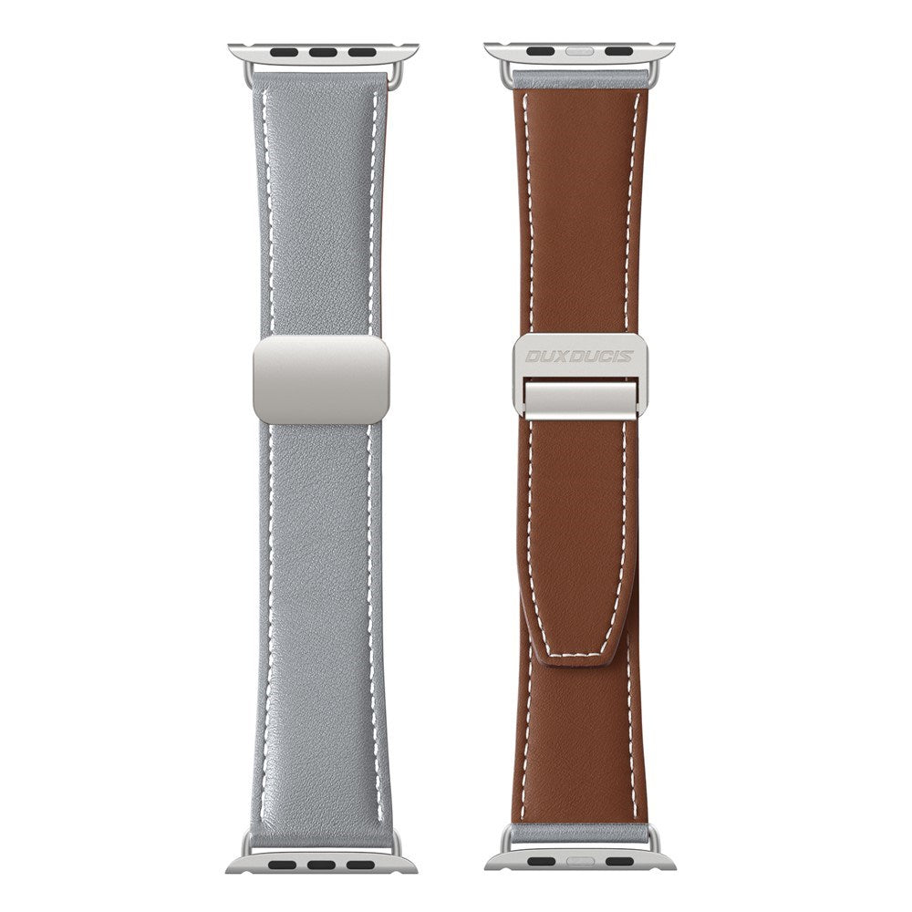 Apple Watch (42/44/SE/45/46/49mm) DUX DUCIS Faux Leather Watch Strap - Grey