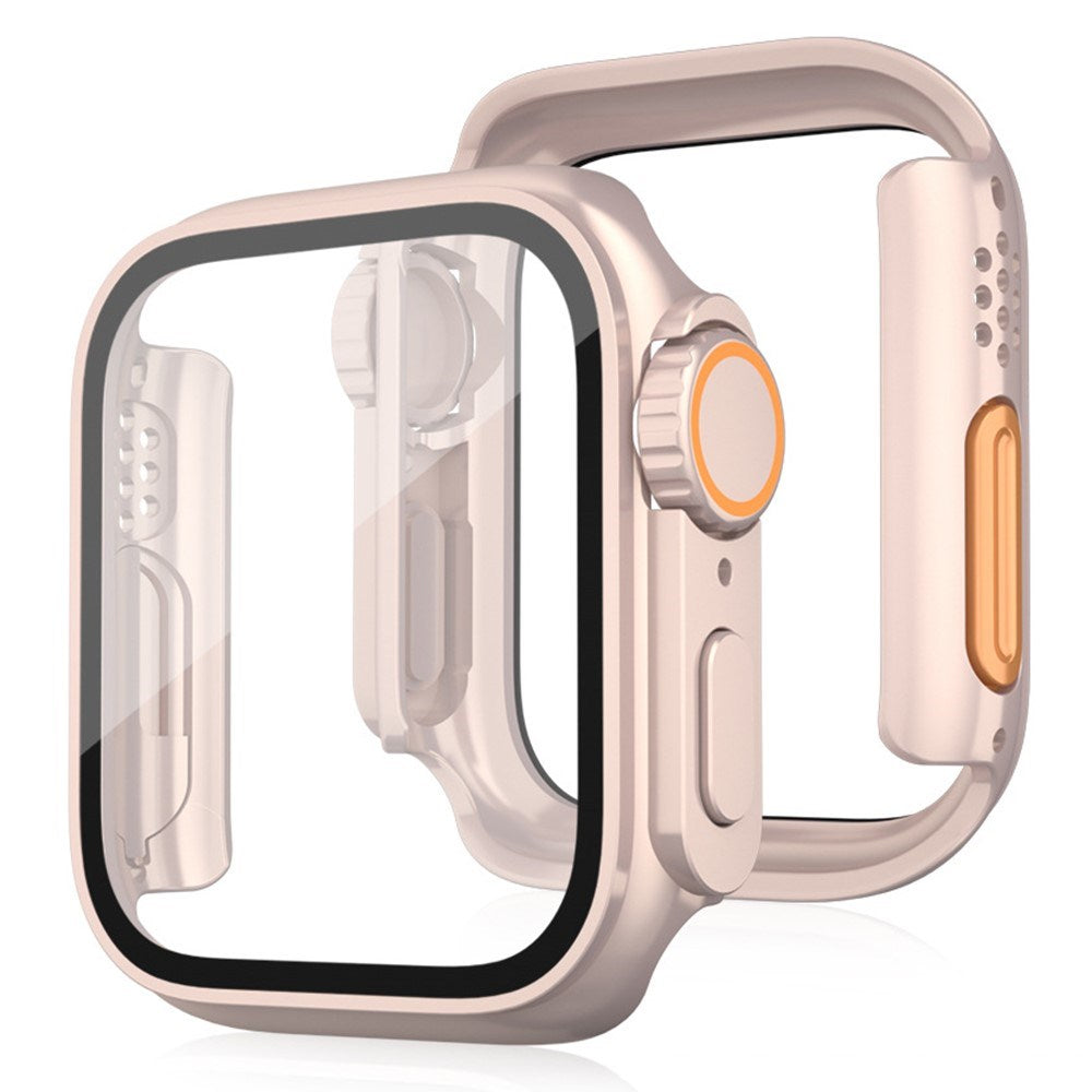 Apple Watch 11 / 10 (46mm) Hard Plastic Case with Built-In Screen Protector Glass - Rose Gold