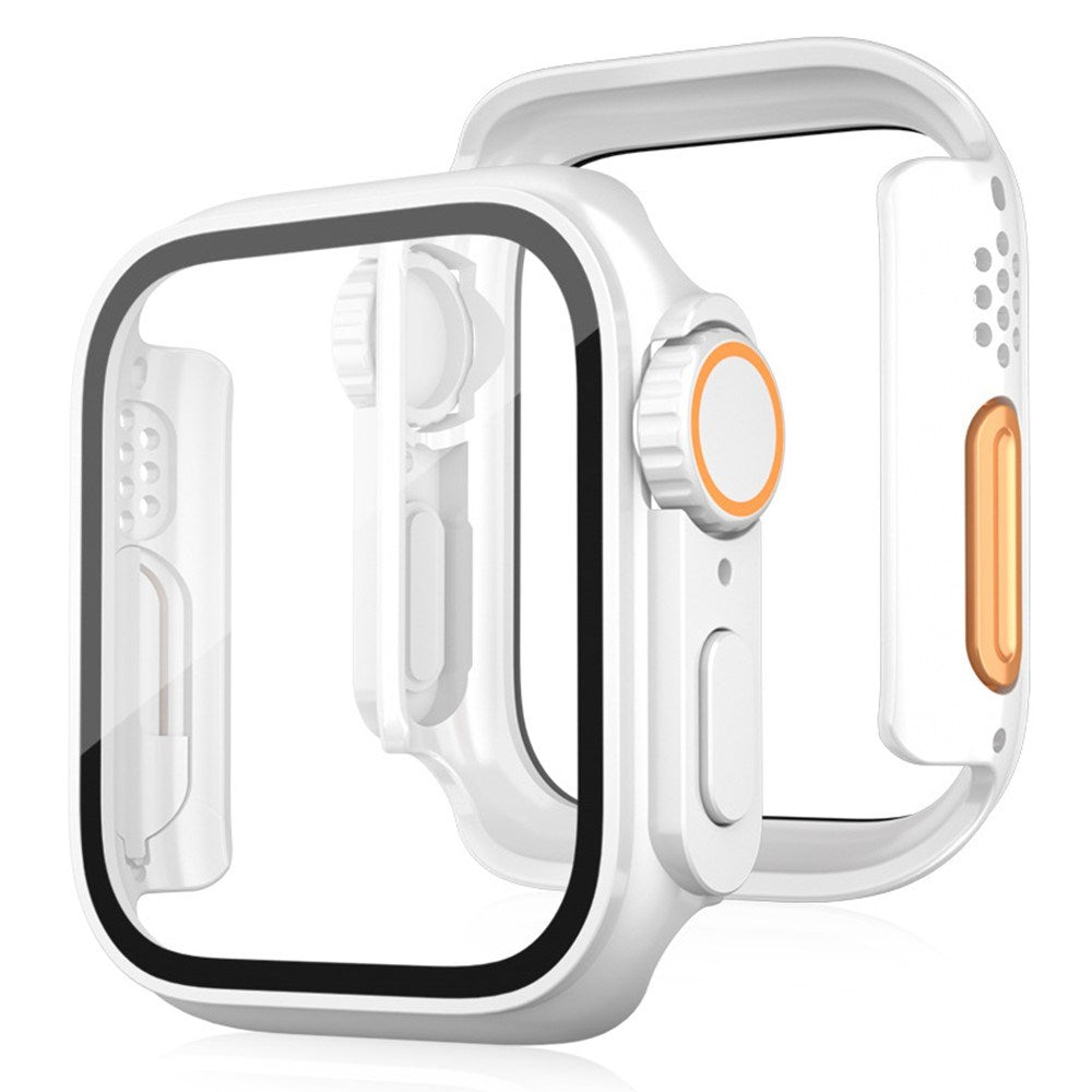 Apple Watch 11 / 10 (46mm) Hard Plastic Case with Built-In Screen Protector Glass - White