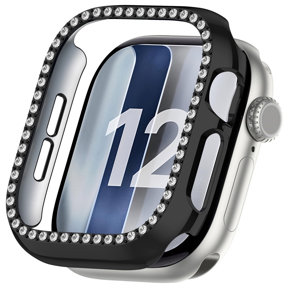 Apple Watch Series 12 (46mm) Hard Plastic Case - Black & Rhinestones
