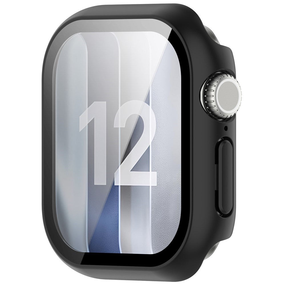 Apple Watch Series 12 (42mm) Hard Plastic Case with Built-In Screen Protector Glass - Black
