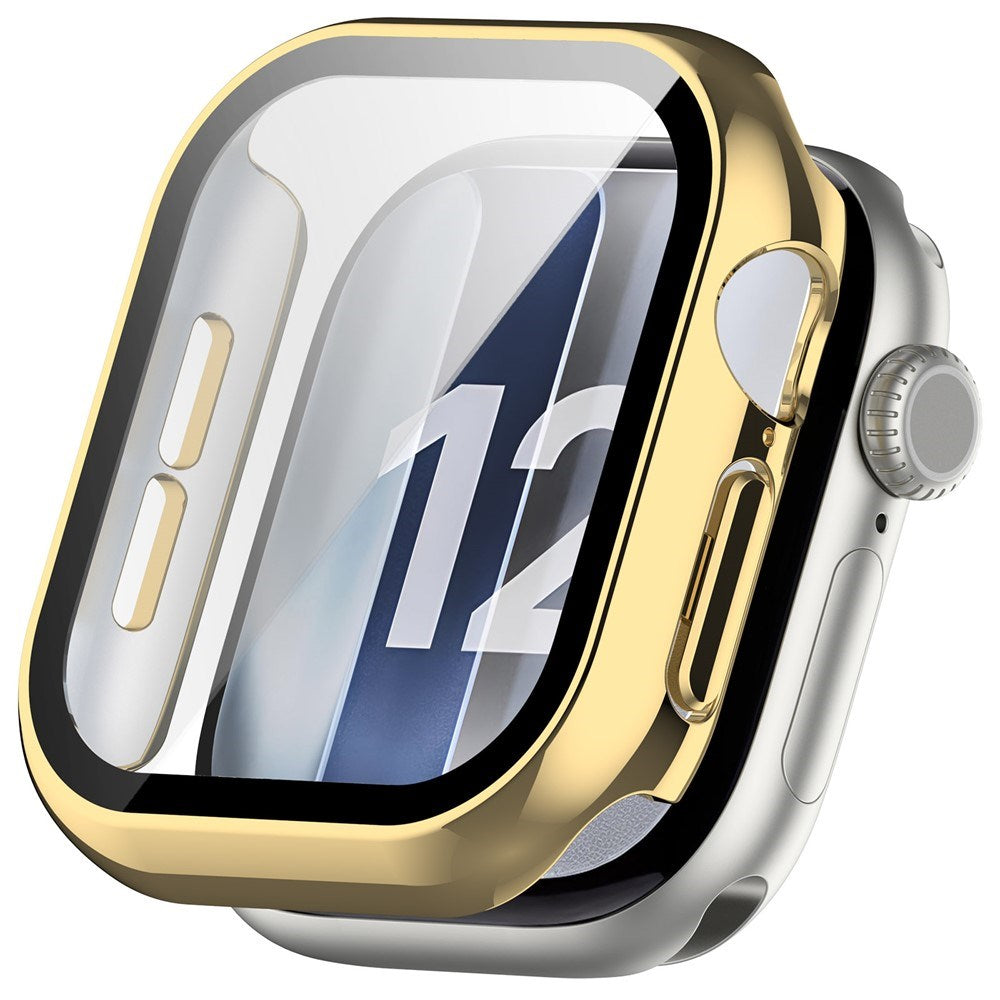Apple Watch Series 12 (42mm) Hard Plastic Case with Built-In Screen Protector Glass - Gold