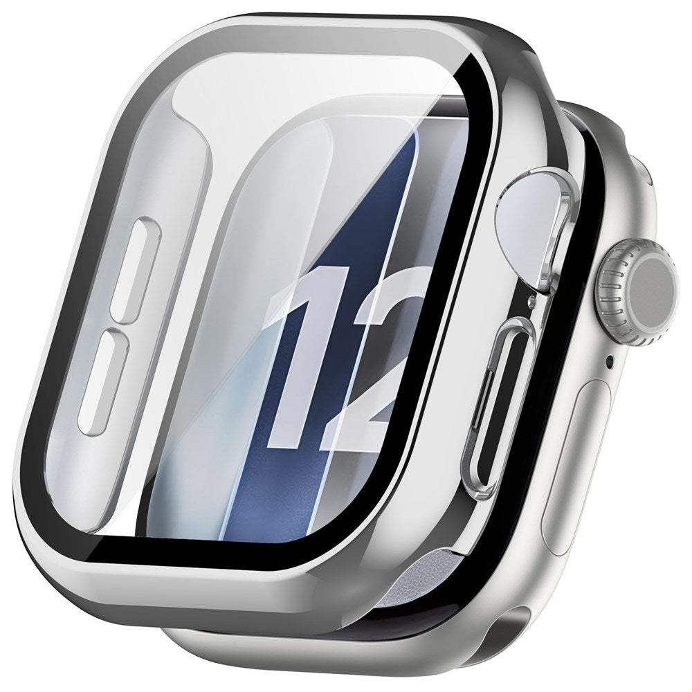 Apple Watch Series 12 (42mm) Hard Plastic Case with Built-In Screen Protector Glass - Silver