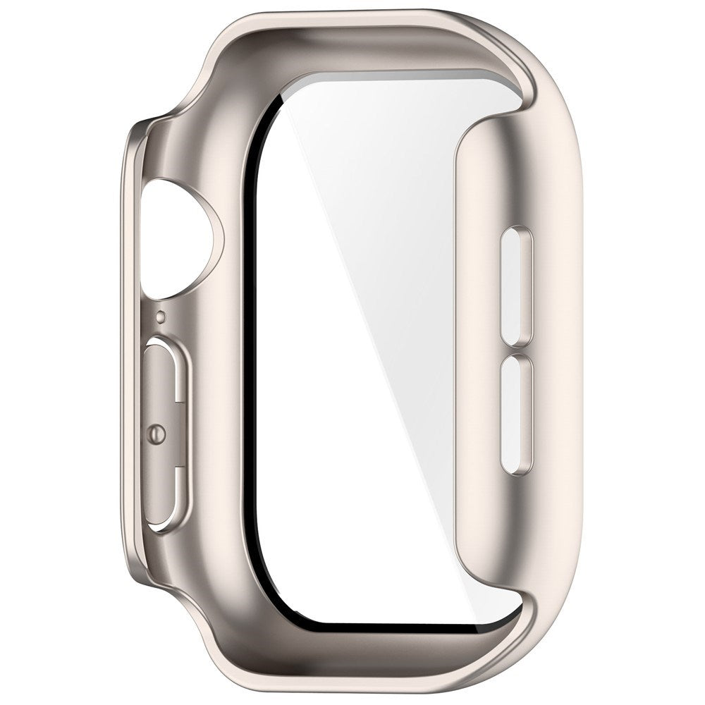 Apple Watch Series 12 (42mm) Hard Plastic Case with Built-In Screen Protector Glass - Rose Gold
