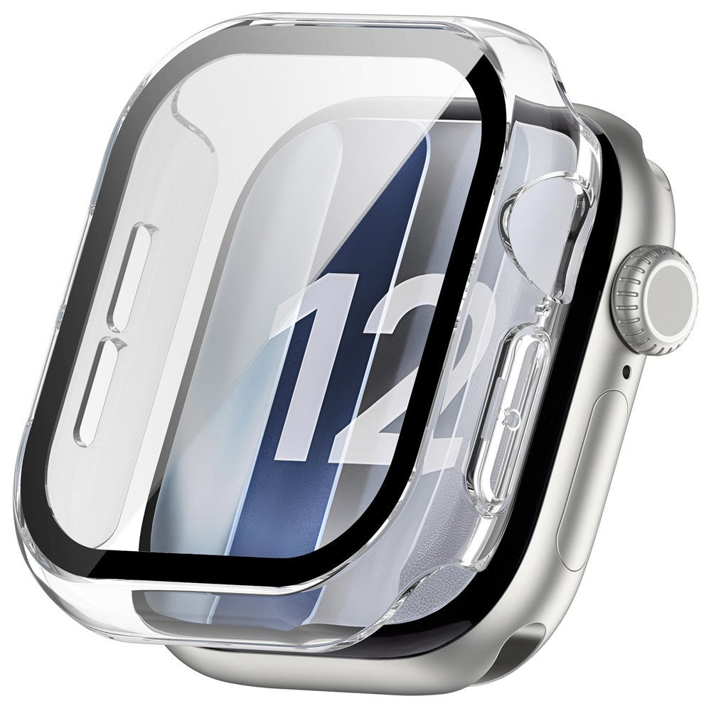 Apple Watch Series 12 (42mm) Hard Plastic Case with Built-In Screen Protector Glass - Transparent