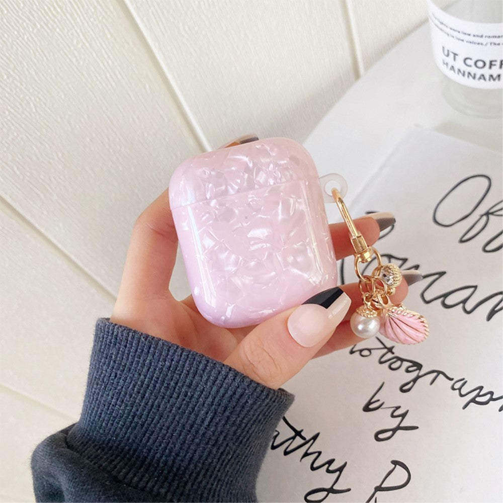 Apple AirPods (1st & 2nd gen.) Plastic Case with Pendant - Marble Design - Pink