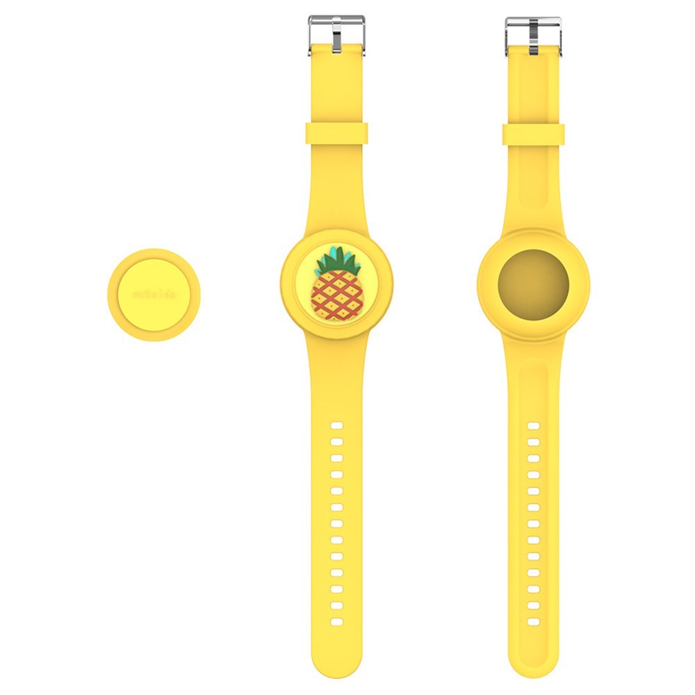 Apple AirTag 1. & 2. Gen. Silicone Strap with 3D Design - Yellow / Pineapple