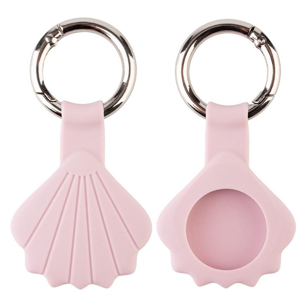 Apple AirTag Silicone Case with 3D Design & Keychain - Pink Seashell