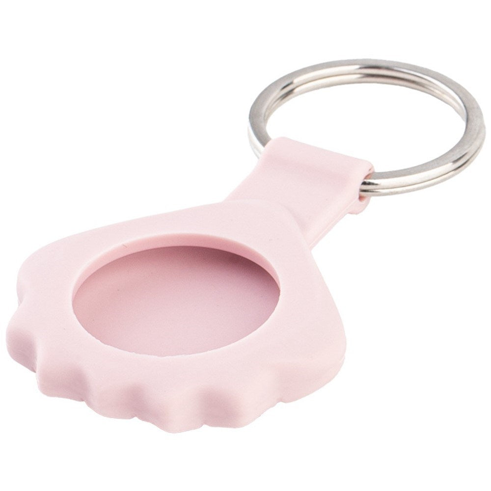 Apple AirTag Silicone Case with 3D Design & Keychain - Pink Seashell