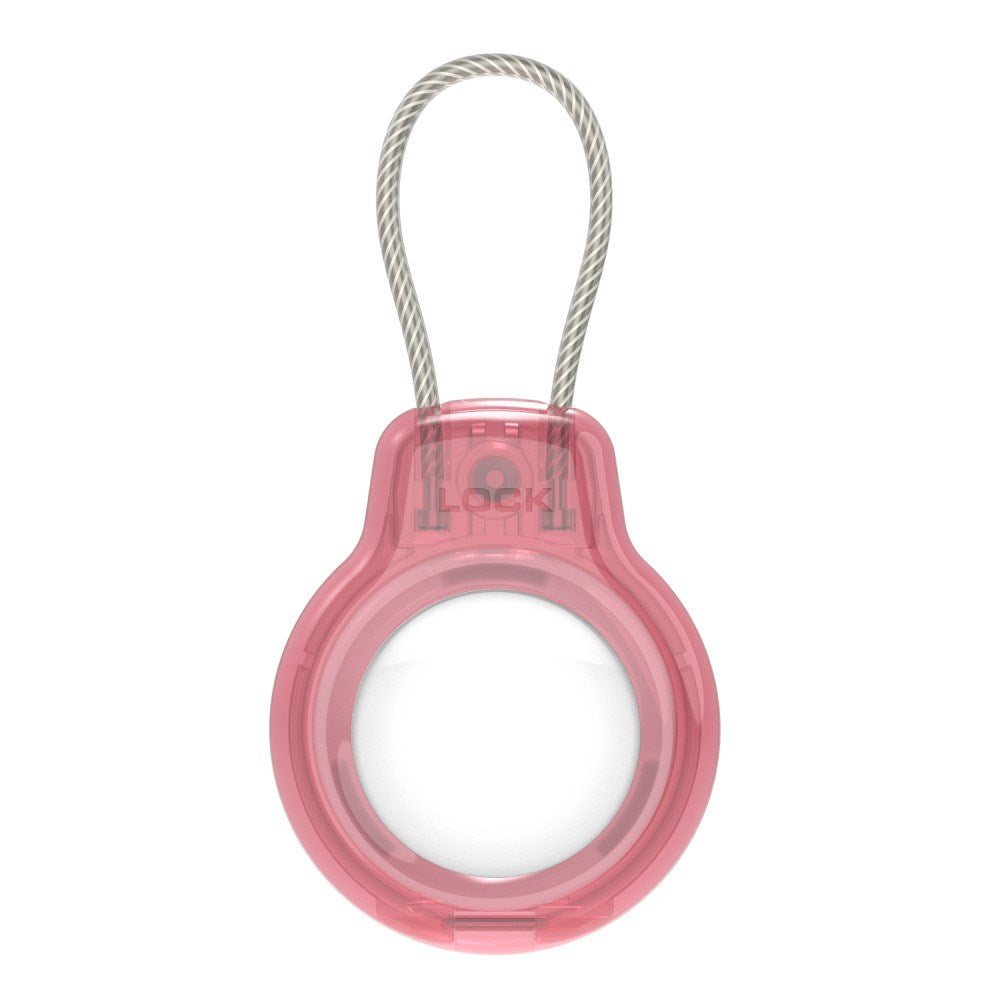 Hard Plastic AirTag Case with Wire - Pink