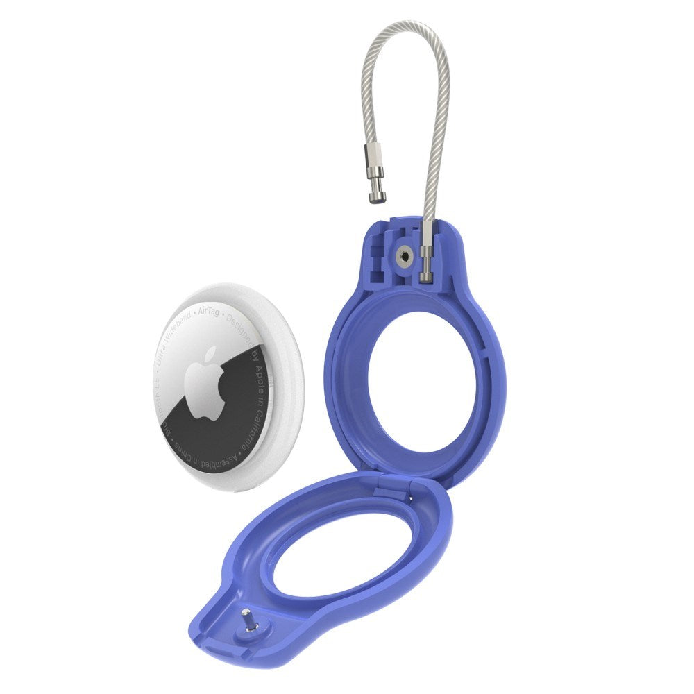 Hard Plastic AirTag Case with Wire - Blue