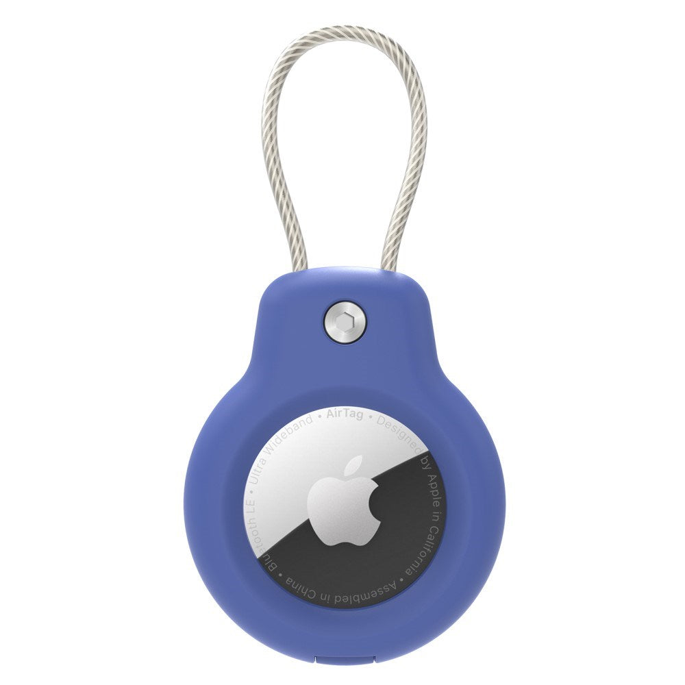 Hard Plastic AirTag Case with Wire - Blue