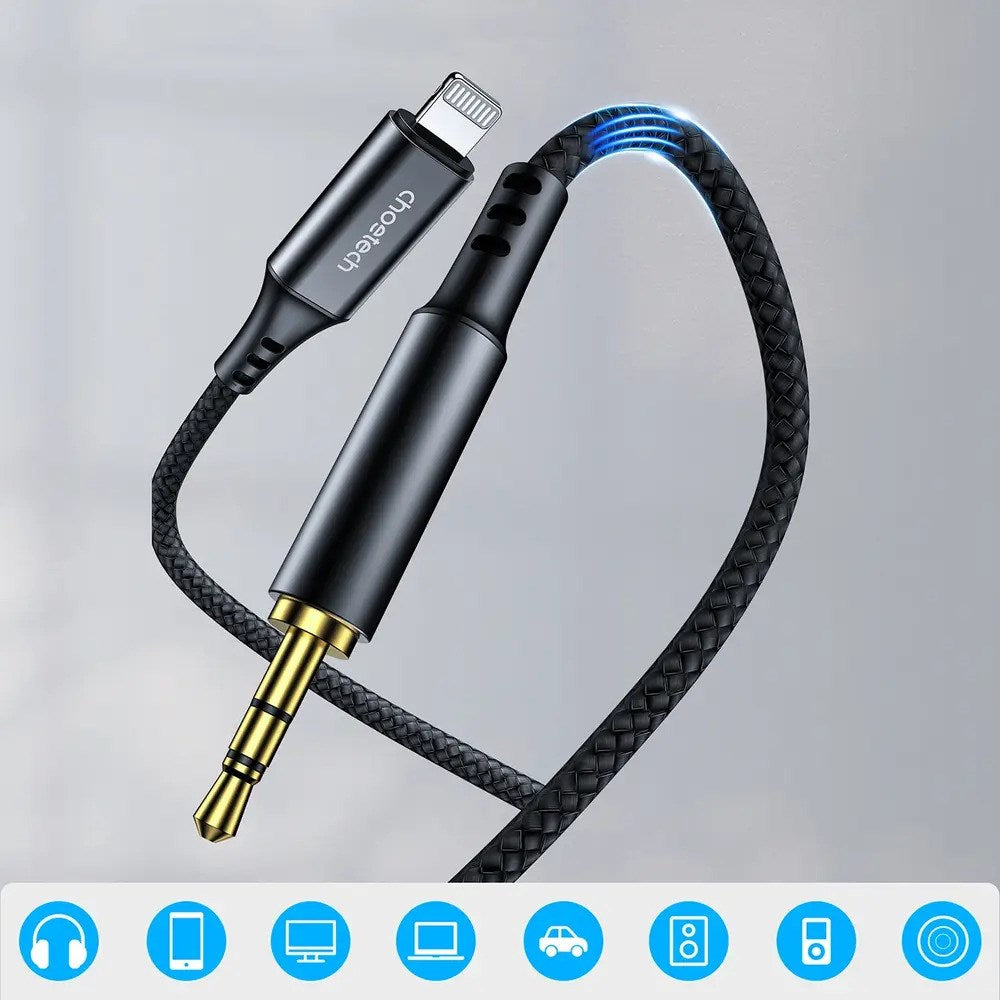 Choetech AUX007 Lightning to 3.5mm Minijack Cable - 1m - Black
