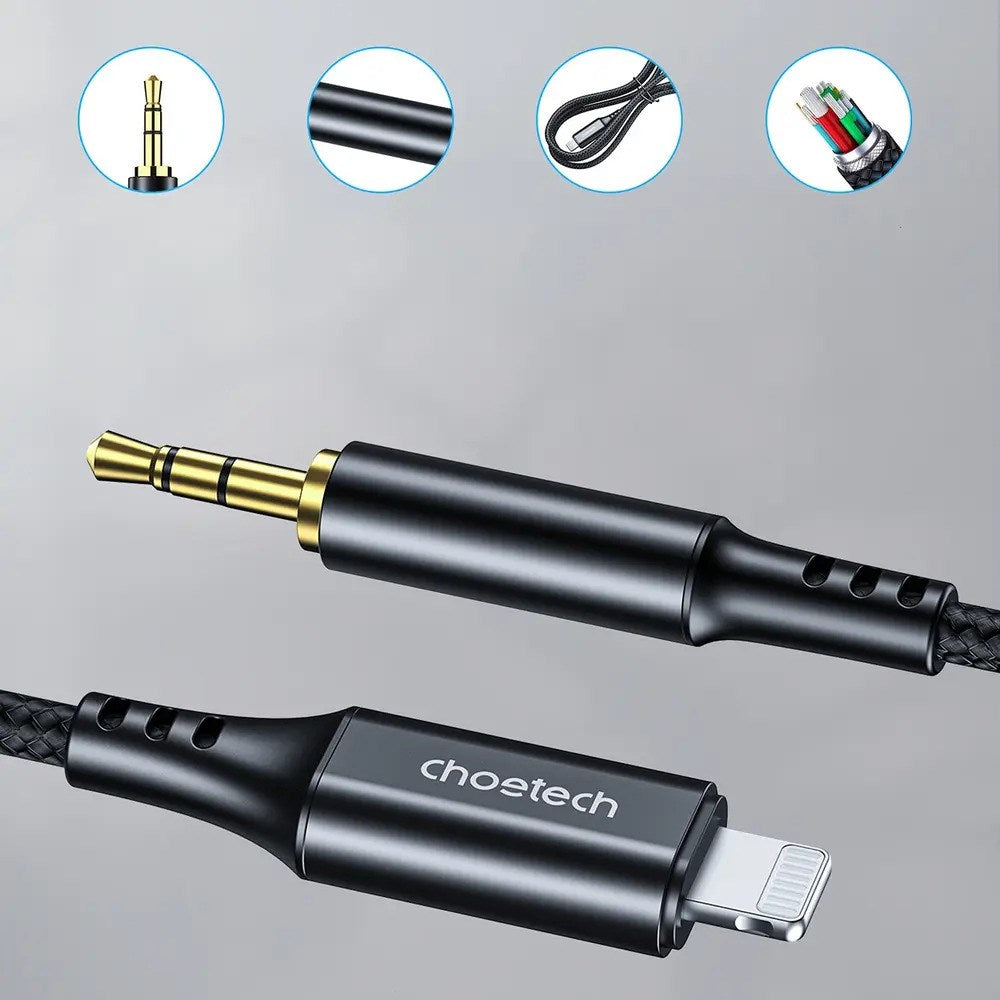 Choetech AUX009 Lightning to 3.5mm Minijack Cable - 2m - Black