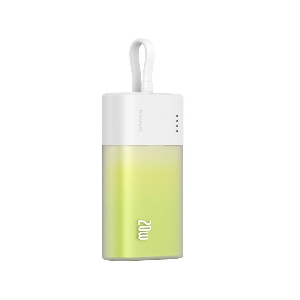 Baseus Popsicle 5200mAh Powerbank 20W with Built-in Lightning Cable - White / Green