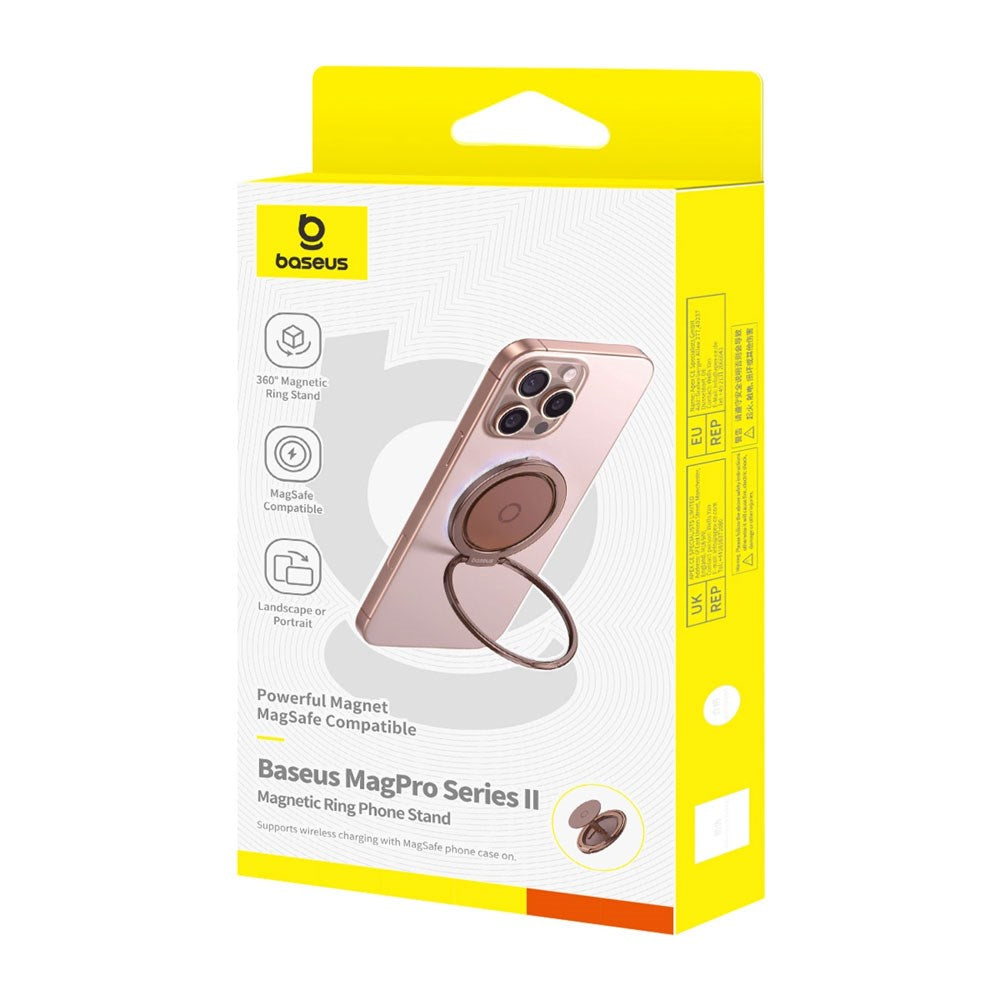Baseus MagPro II Ring Holder for Mobile with Stand Function - MagSafe Compatible - Rose Gold