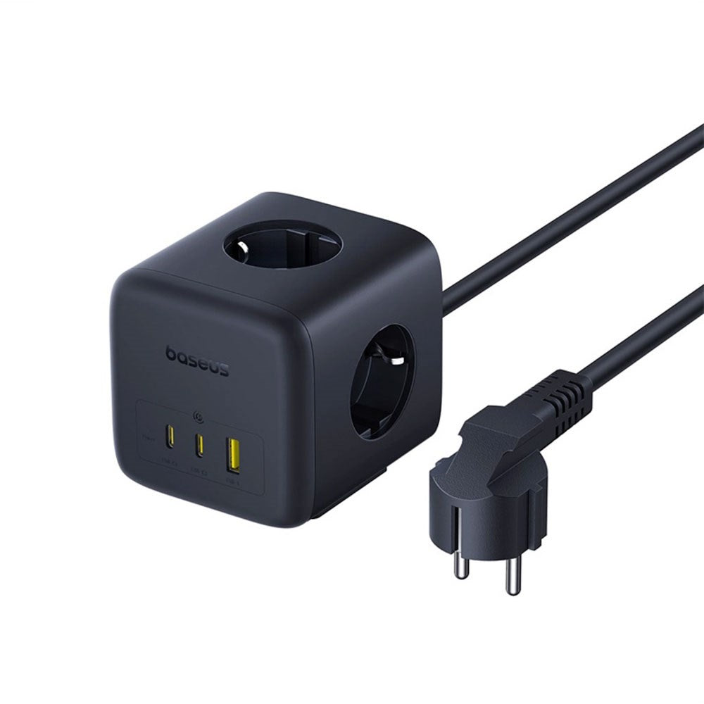 Baseus 67W Power strip with 3 x Schuko - 2 USB-C - 1 x USB-A - 1.5m - Grey