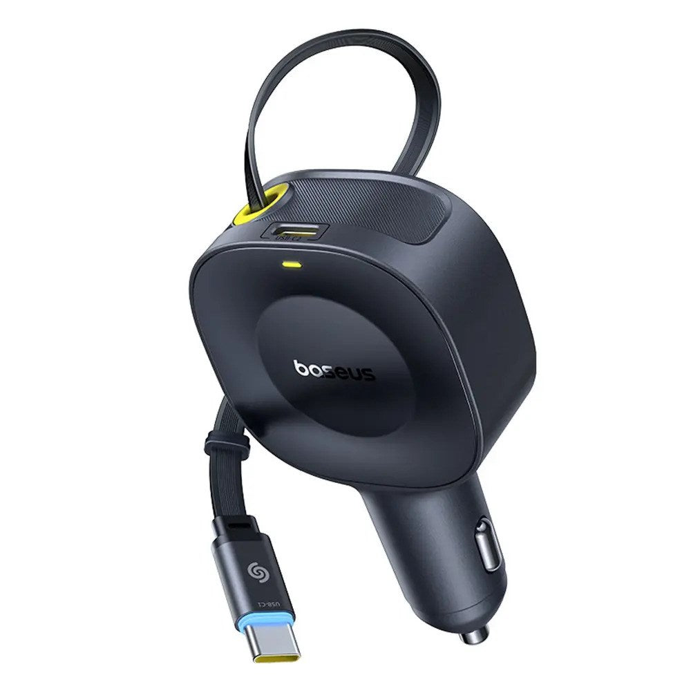 Baseus PrimeTrip VR2 30W Car Charger with Built-in USB-C Cable & USB-C Plug - Black