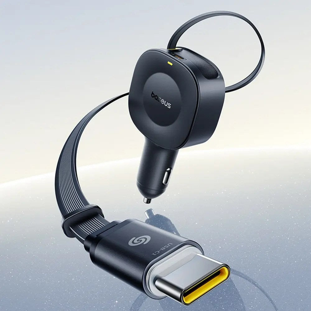 Baseus PrimeTrip VR2 30W Car Charger with Built-in USB-C Cable & USB-C Plug - Black