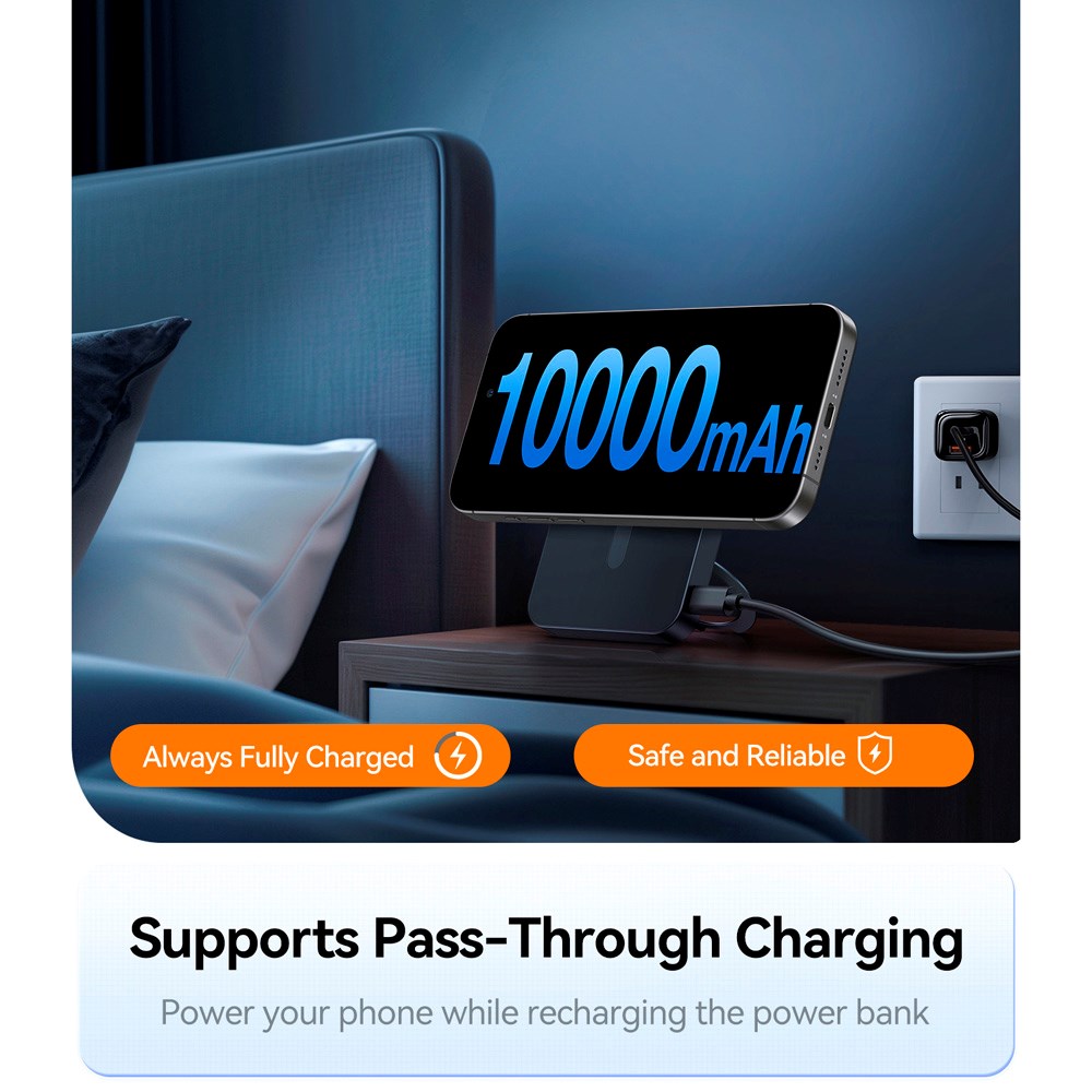 TORRAS Magnetic 15W Power Bank 10,000mAh with Kickstand - Black