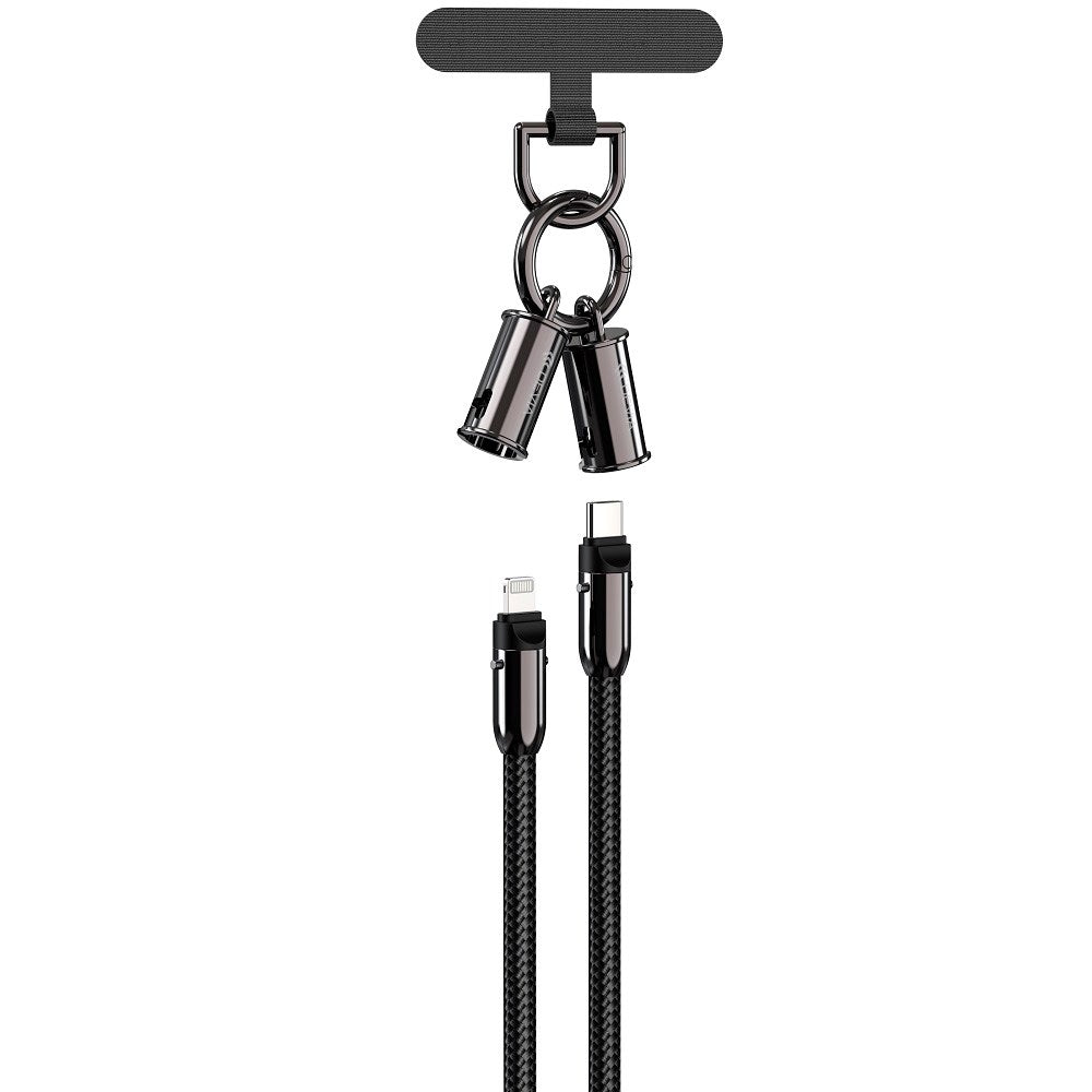 Devia 2-in-1 Phone Strap & USB-C to Lightning Cable - Black