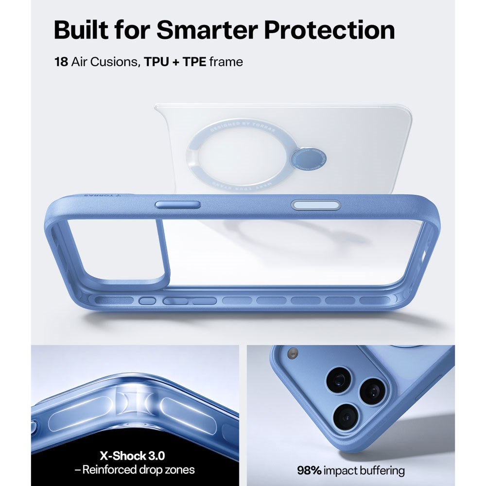iPhone 18 Pro / 17 Pro TORRAS Ostand Q3 Spin Case - MagSafe Compatible - Blue