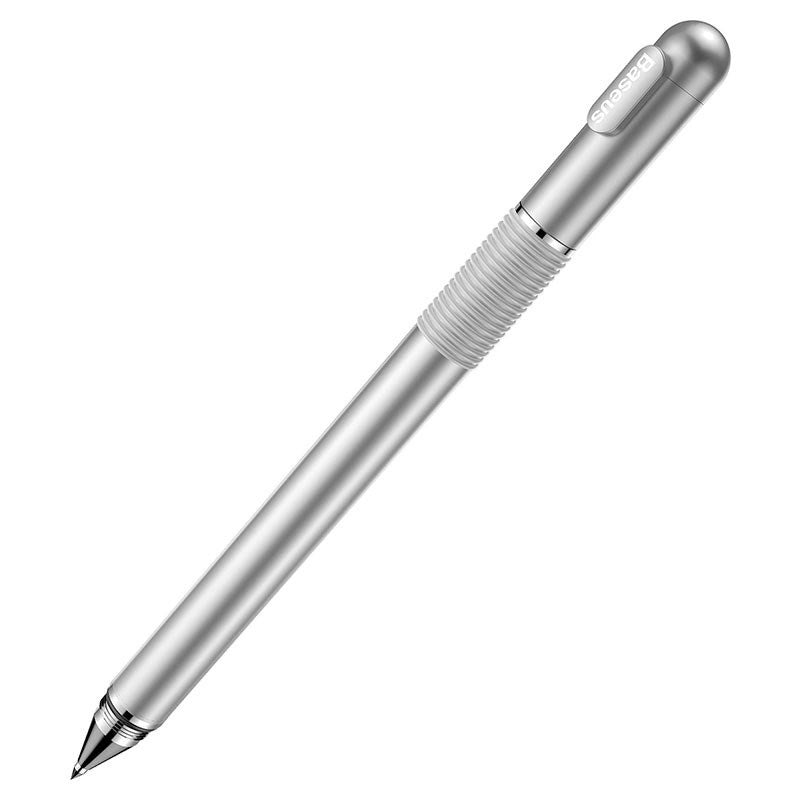 Baseus Double-Sided Stylus Pen for Mobile / Tablet with Ballpoint Pen - Silver