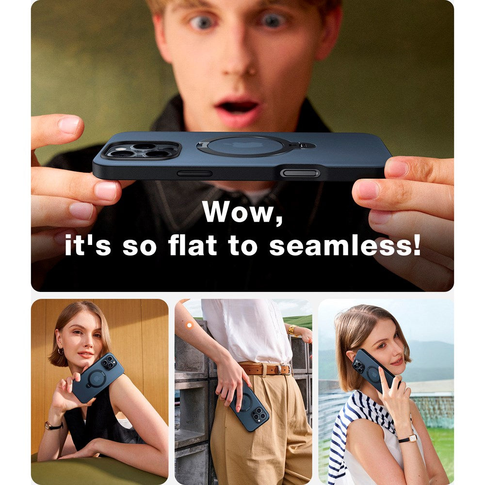 TORRAS iPhone 16 Pro Max Hybrid Plastic Case with Stand Function - MagSafe Compatible - Black