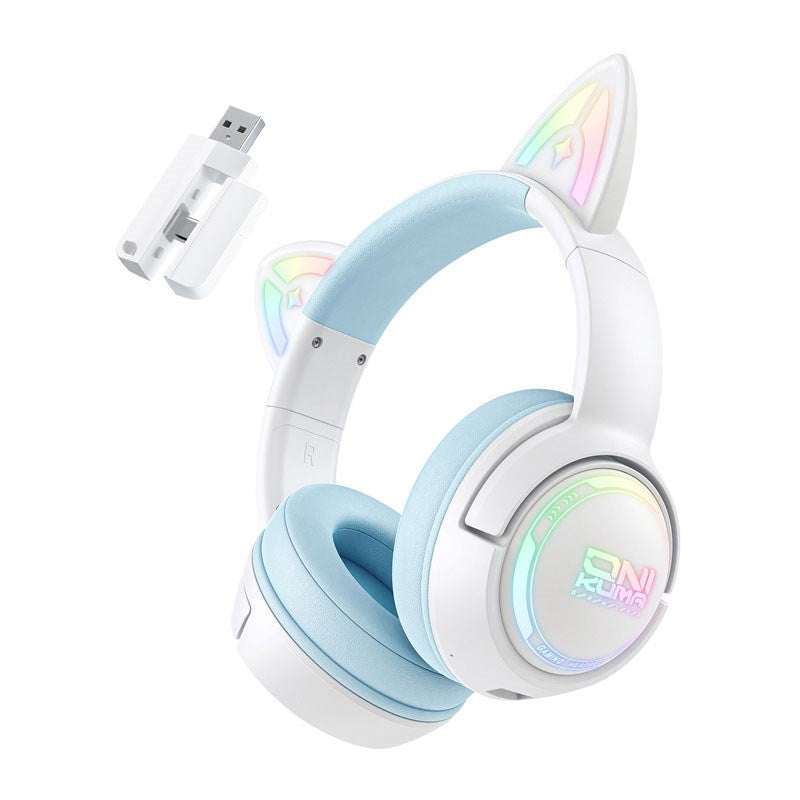 ONIKUMA GT838 Cat Ear Gaming Headset - White / Blue