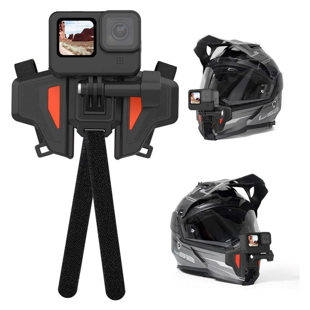 TELESIN Helmet Mount for Action Camera - Black / Orange