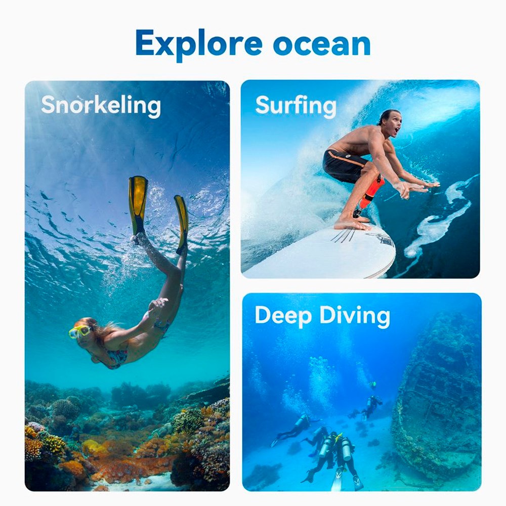 TELESIN Waterproof Case for DJI Osmo Action 3 / 4 / 5 Pro - Transparent / Black