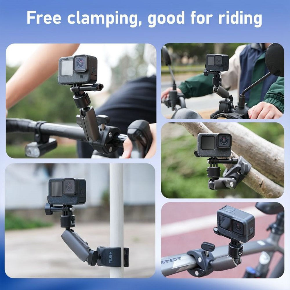TELESIN Mounting Clamp with Rotatable Joints for Action Camera - Black / Grey