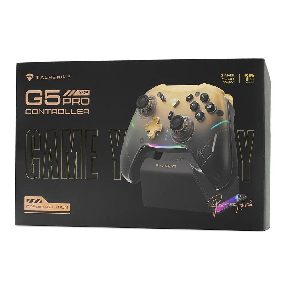 Machenike G5Pro Premium Edition Wireless Controller w. Charging Dock - Black / Gold