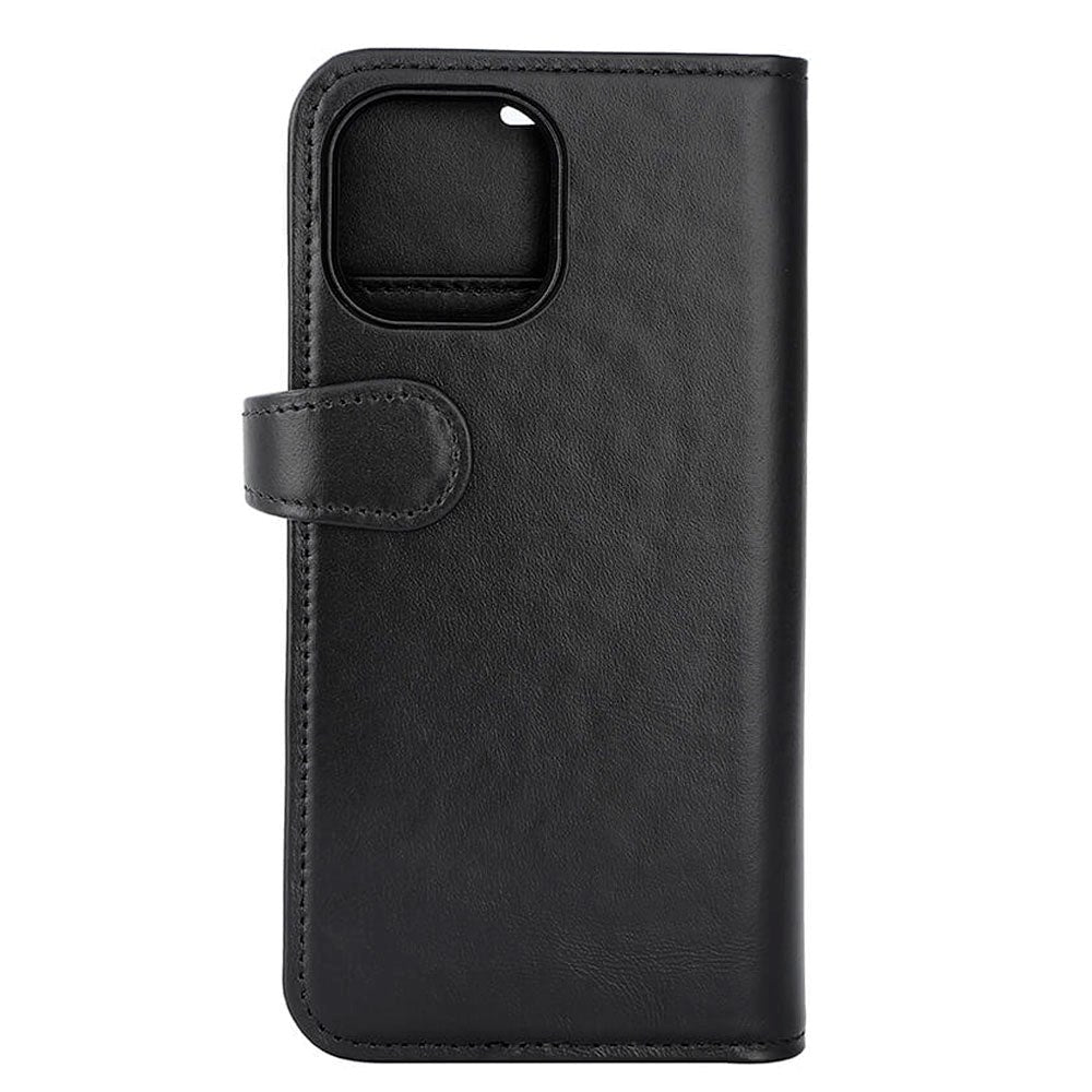 iPhone 15 Buffalo 2-in-1 Wallet Genuine Leather Magnet Flip Case with Wallet - Black