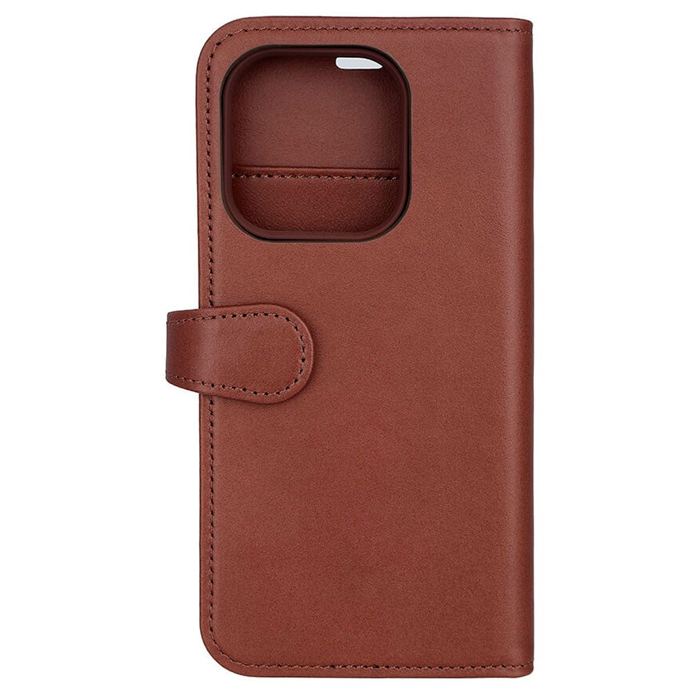 iPhone 15 Pro Buffalo 2-in-1 Wallet Genuine Leather Magnet Flip Case with Wallet - Brown