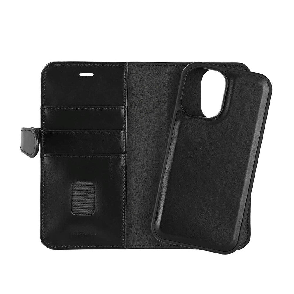 iPhone 16 Buffalo 2-in-1 Wallet Genuine Leather Magnet Flip Case with Wallet - MagSafe Compatible - Black