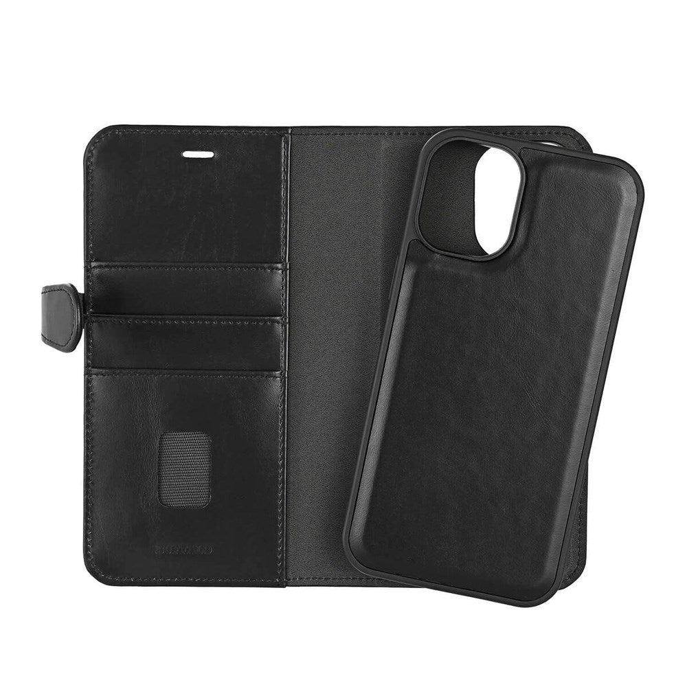 iPhone 16 Plus Buffalo 2-in-1 Wallet Genuine Leather Magnet Flip Case with Wallet - MagSafe Compatible - Black