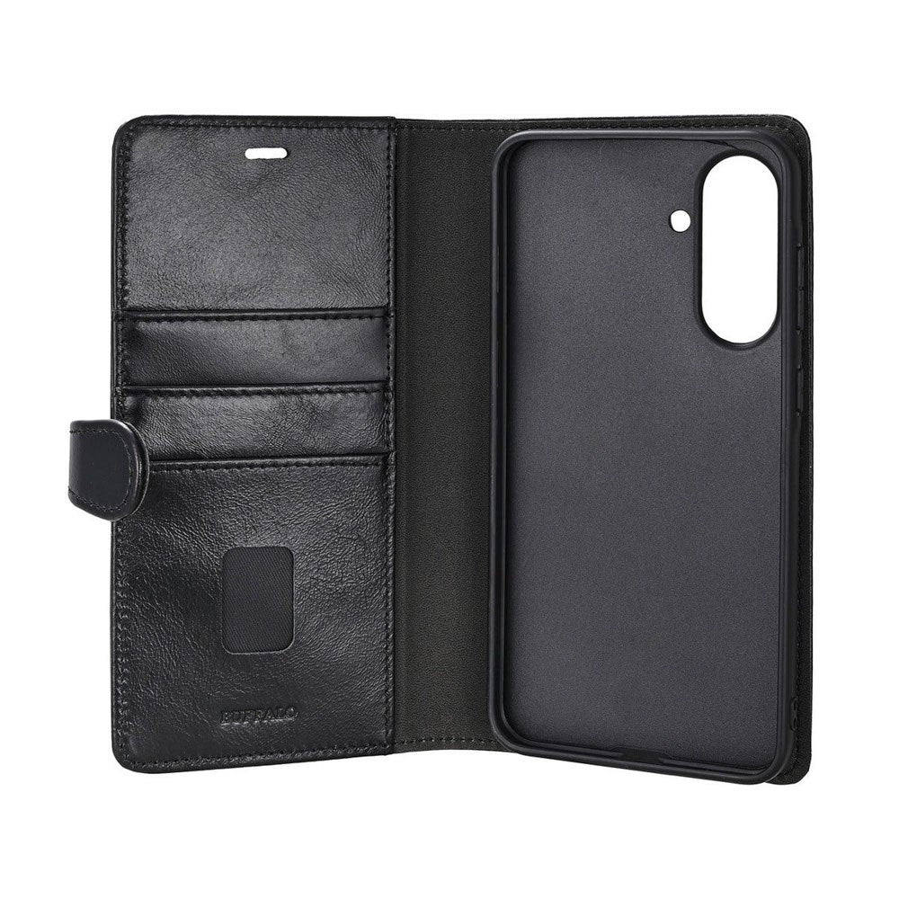 Samsung Galaxy A36 (5G) Buffalo 2-in-1 Wallet Real Leather Magnet Flip Case with Wallet - Black