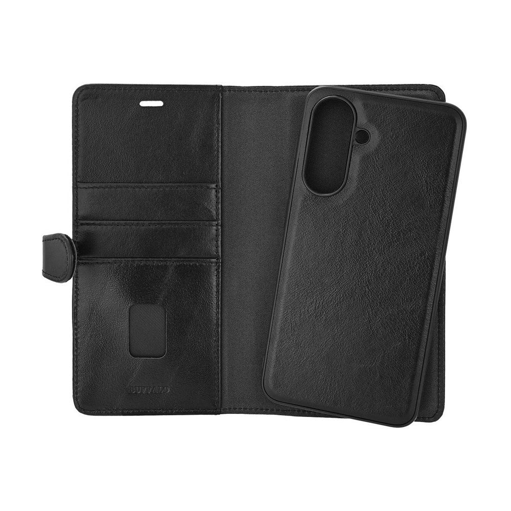 Samsung Galaxy A56 (5G) Buffalo 2-in-1 Wallet Real Leather Magnet Flip Case with Wallet - Black