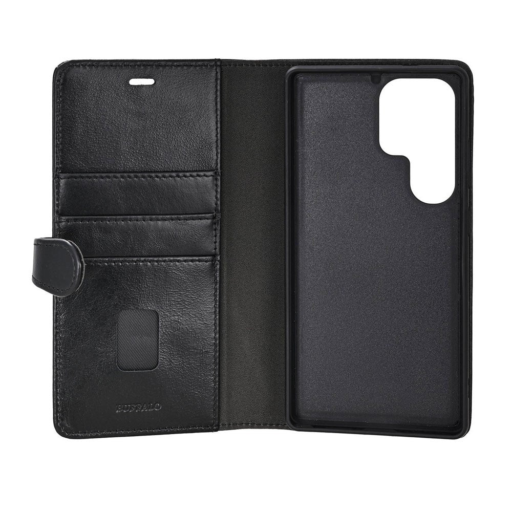 Samsung Galaxy S26 Ultra Buffalo 2-in-1 Genuine Leather Flip Case - MagSafe Compatible - Black