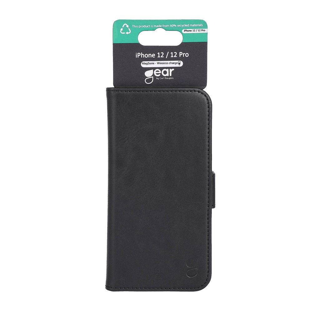 iPhone 12 / 12 Pro GEAR Leather Wallet Case - Black