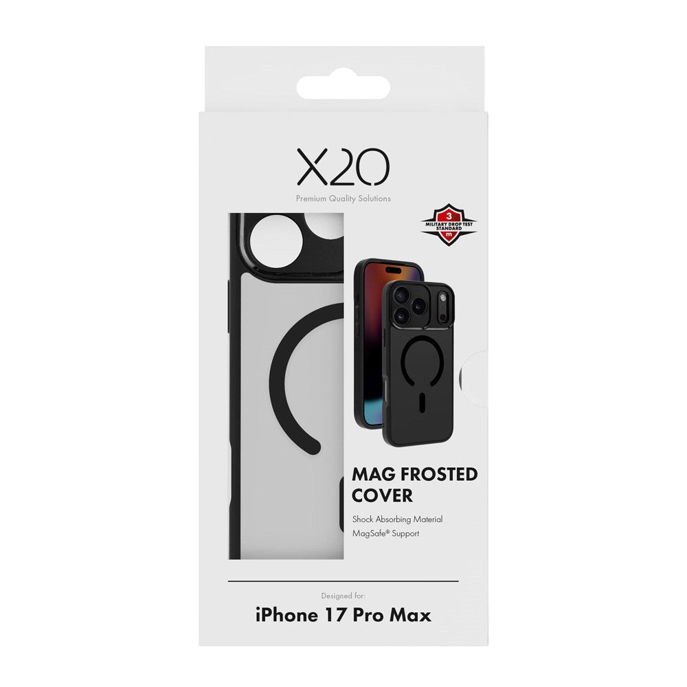 X2O iPhone 17 Pro Max Mag Frosted Case - MagSafe Compatible - Matte Black